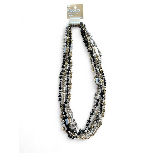 NWT 12 Spritz Target Beaded Necklaces Plastic Stars Black Silver & Gold 2 Pack - Picture 4 of 4